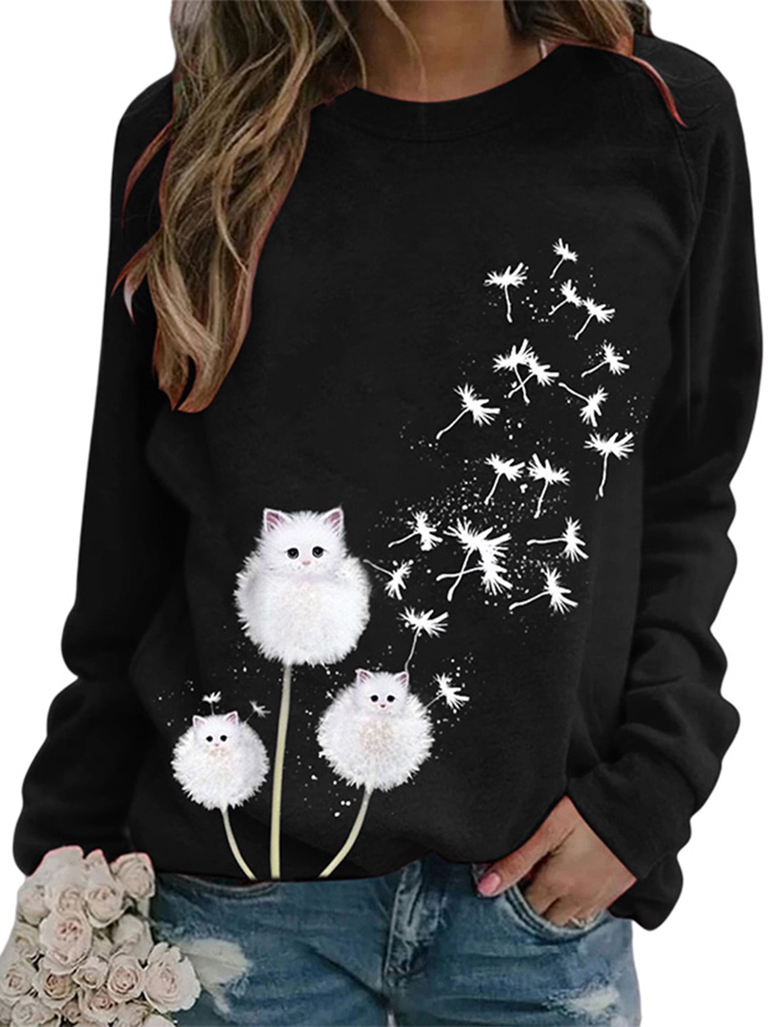 Christmas Sweaters for Women,Womens Casual Pullover Tops Long Sleeve Cute Graphic Loose Fit Shirts Sweaters