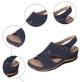 thumbnail image 5 of Rokment Womens Platform Wedges Gladiator Sandals 2026 Beach Comfortable Vintage Leather Hollow out Orthopedic Walking Dress Slingback Summer Shoes Navy Size 7.5, 5 of 8