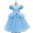 thumbnail image 4 of OBEEII Girls Cinderella Short Puff Sleeve Princess Dress with Accessories Cosplay Halloween Christmas Carnival Party Costume Fairy Princess Dress up Birthday Outfit for Child, 4 of 8