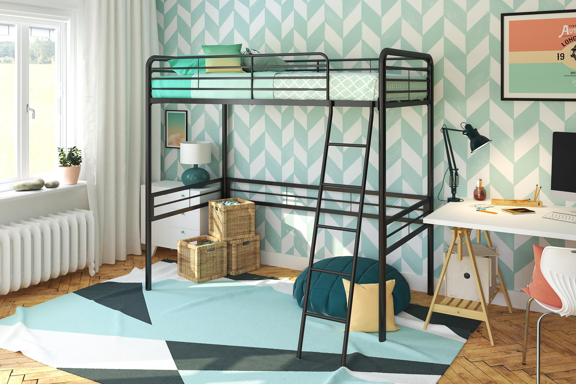 DHP Twin Metal Loft Bed, Multiple Sizes and Colors