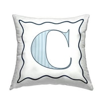 Stupell Industries Polka Dot Blue Letter C Square Decorative Printed Throw Pillow, 18 x 18