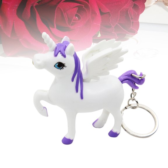 WHAMVOX Adorable Unicorn Keychain with LED Lighting and Sound Effects Purple Metal for Decoration 1 Piece