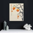 thumbnail image 4 of Nawypu  Framed Canvas Print Wall Art Watercolor Chinese Style Persimmon &amp; Red Sun Nature Wilderness Illustrations Modern Art Rustic Colorful Pastel for Living Room, Bedroom, 16x20 inch, 4 of 4