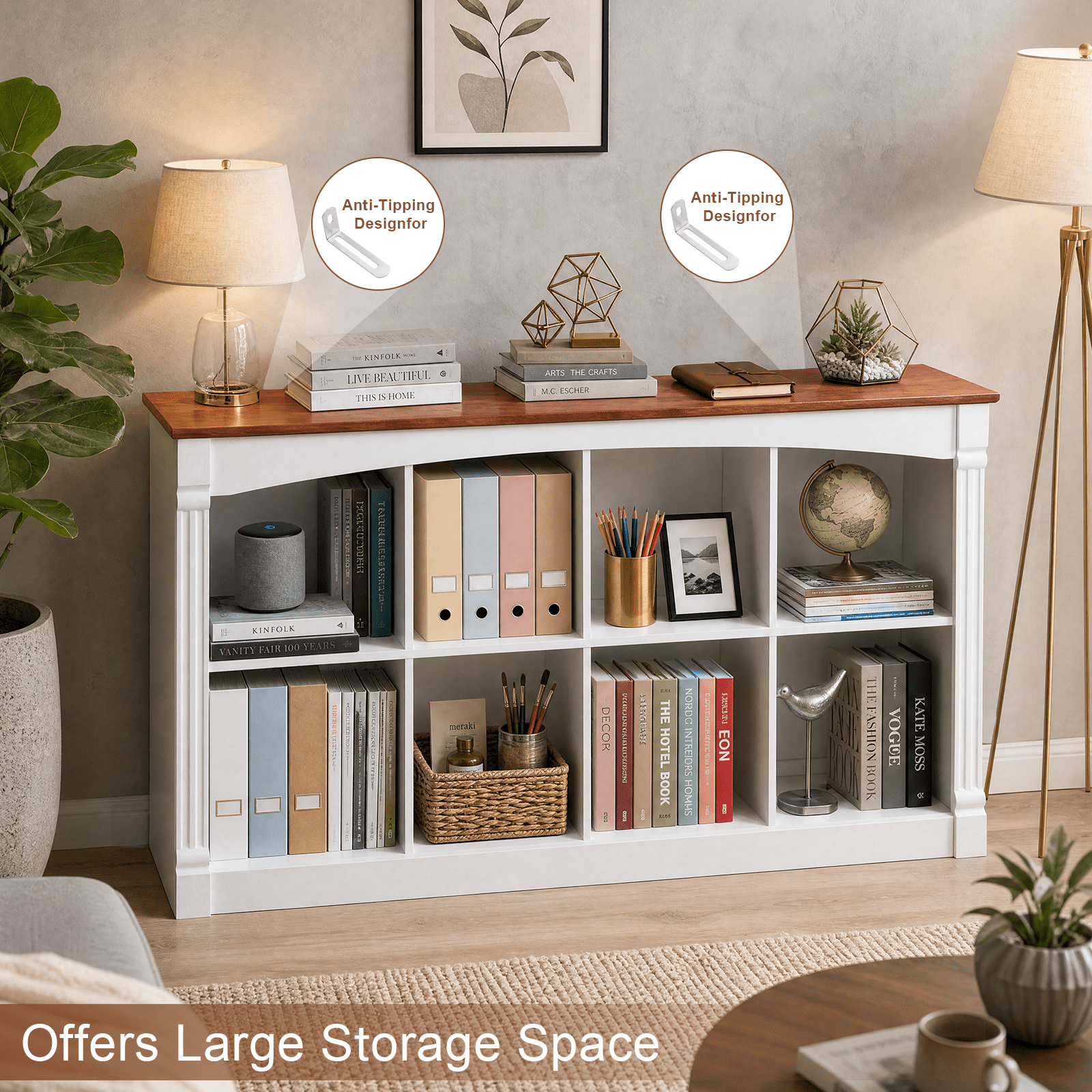 Leumius 8-Cube Storage Organizer,2-Tier Cube Bookcase Open Cubby Display Shelf Unit for Living Room, Bedroom, Office