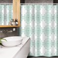 thumbnail image 3 of Aqua Stall Shower Curtain, Horizontal Lines Stripes Bold and Thin Ocean Themed Image, Fabric Bathroom Set with Hooks, 54W X 78L Inches, Turquoise Green Pale Blue and White, by Ambesonne, 3 of 4