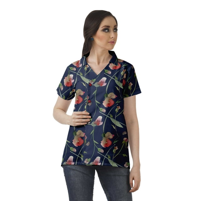 Moomaya Chemise Tunique Style Enveloppant pour Femmes en Coton Décontracté Col Classique Boutonné