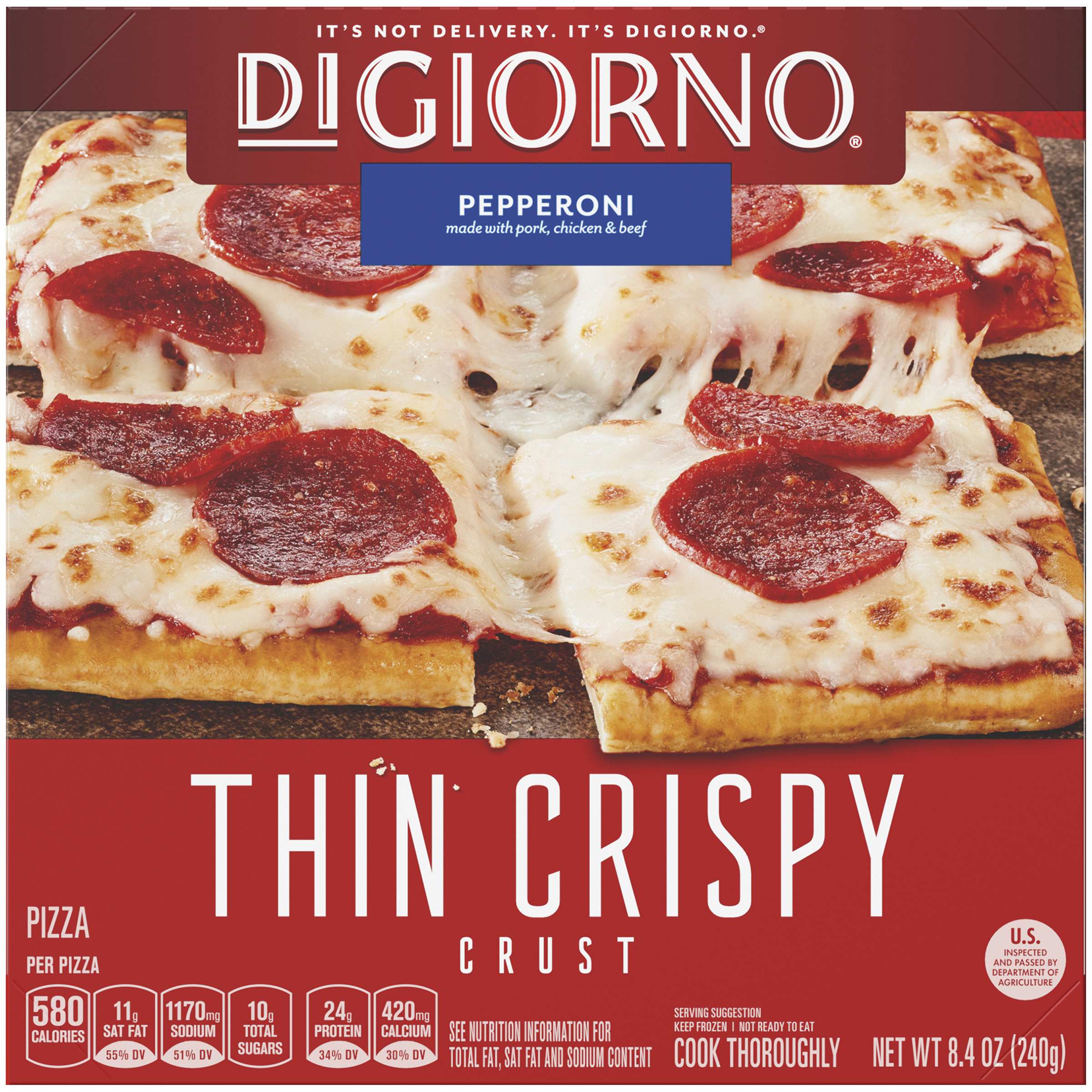 DIGIORNO Pepperoni Thin Crispy Crust Frozen Pizza 8.4 oz. Box 8.4 oz