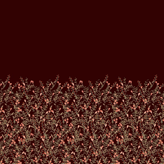 Soimoi Georgette Viscose Fabric Leaves & Berries Panel Decor Fabric Printed Yard 42 Inch Wide