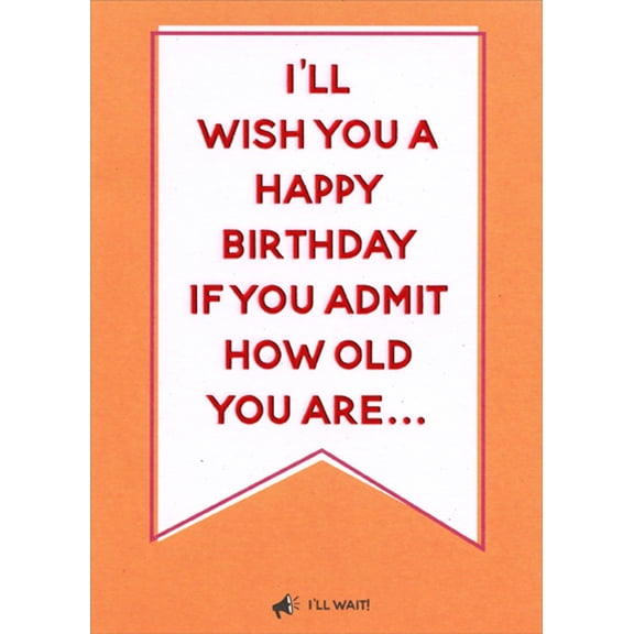 Designer Greetings I'll Wish You : White Banner on Orange Funny / Humorous Birthday Card