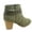 Khaki, variant on Dian Women's Zip Almond Toe Straps Western Chunky High Heel Booties Shoes