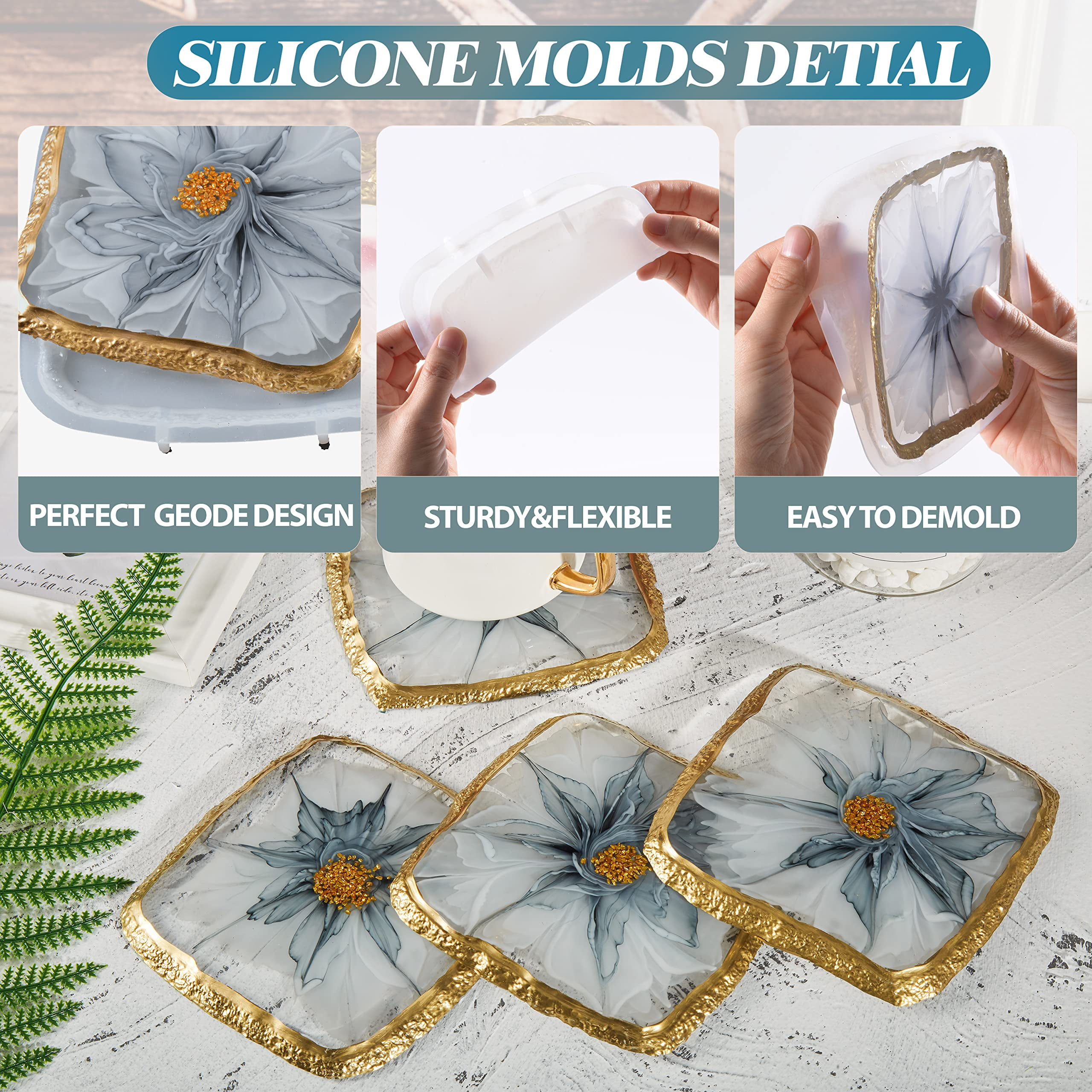 Large Round Geode Coaster Resin Molds Set 4pcs Coaster Molds – IntoResin