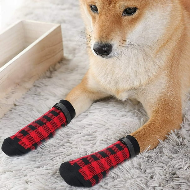 Anti Slip Dog Socks 3 Pairs - Dog Grip Socks with Straps Traction