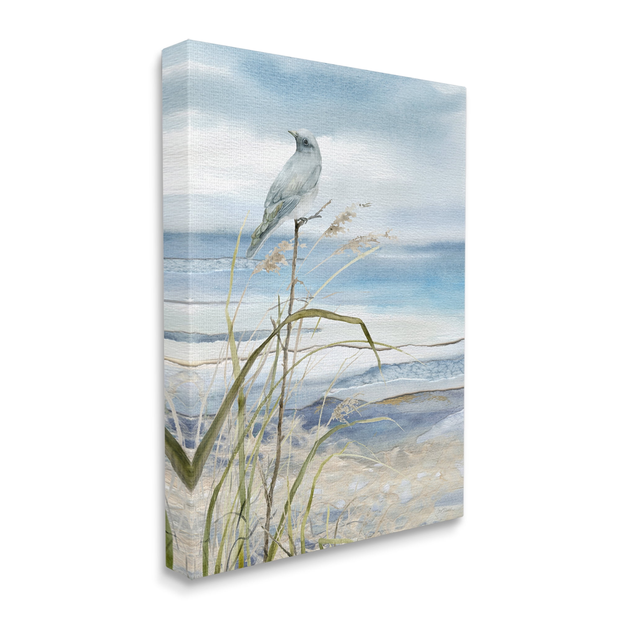 Stupell Industries Bird on Beach Shore Animals & Insects Painting Gallery Wrapped Canvas Art Print Wall Art, 30 x 40