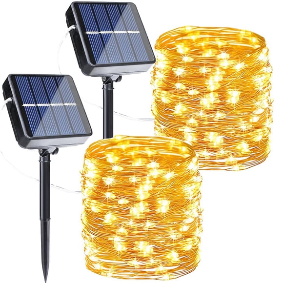 Luces solares tipo guirnalda Joomer 24 m, 240 LED, 8 modos, blanco cálido