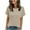 Beige, variant on ZQUUVOU Women's New Solid Color Round Neck Strip Knitted Short Sleeve Top Olive Green