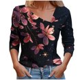 thumbnail image 2 of Juslio Womens Blouses Long Sleeve Button Tops V Neck Casual Blouses Red L, 2 of 5