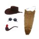 thumbnail image 5 of Sombrero vaquero y gafas sol divertidas con barba para carnaval, , escenario y vacaciones. marrón, 5 of 8