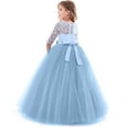 thumbnail image 2 of OBEEII Kids Girls Formal Party Dress 3/4 Sleeve Full Length Princess Dresses Girls Birthday Party Dress 170 sky blue, 2 of 5