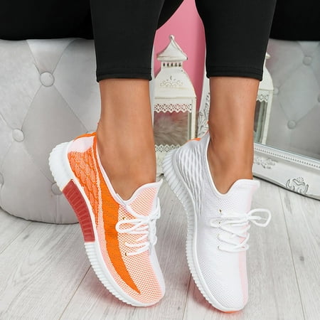 

Women s Fashion Mesh Wedge Sneakers Ladies Lace Up Knit Casual Breathable Shoes