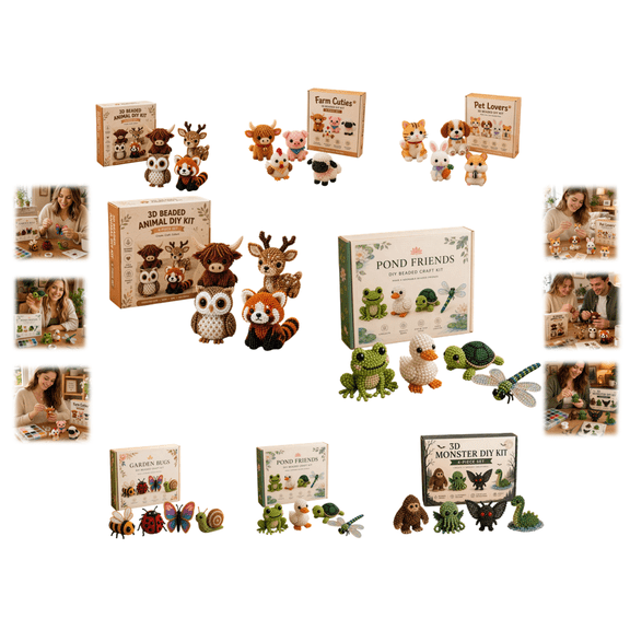 Tiny 3D Beaded Animal DIY Kit Easy Beading Embroidery Craft Kit with Multiple Cute Animal Designs for Beginners & Craft Enthusiasts