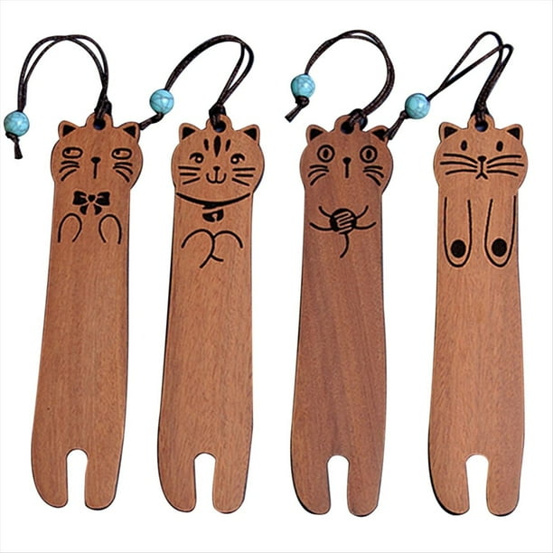 MarcapáGinas de 4 Piezas, Marca de Libro Divertida para Amantes de los Libros, Regalos de Marcador de Libro de de Madera para Amantes de los Lectores