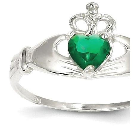 White Gold Irish Claddagh Ring - 14kt White Gold Cubic Zirconia Cz May Birthstone Irish Claddagh Celtic Knot Heart Band Ring Size 7.50 Style Fine Jewelry Ideal Gifts For Women Gift Set From Heart