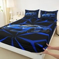 thumbnail image 3 of jejeloiu Racing Car Bed Sheets,Extreme Sports King Sheets,Navy Geometric Lines Sheet Set For Child,Luxury Bedroom Decor,4pcs, 3 of 7