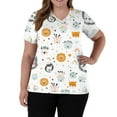 thumbnail image 2 of LHVUOA Scrub Tops for Women Short Sleeve V Neck Tops with Cute Printed Cozyfit Scrubs for Women, 2 of 5