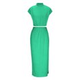thumbnail image 4 of ICHUANYI Clearance Women's Sleeveless Half High Neck High Waist Split Wrapped Hip Dress Two Piece Set(Green, XL) ICHUANYI WER2023081500990, 4 of 6