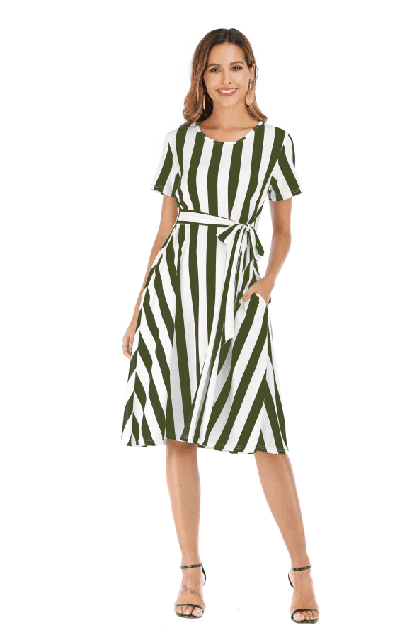 short sleeve swing dress with pockets