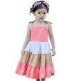 thumbnail image 3 of REDARER Toddler Girls Tiered Dress with Bow Straps & Matching Headband 4th of July Patriotic Outfit,3-4 Years, 3 of 9