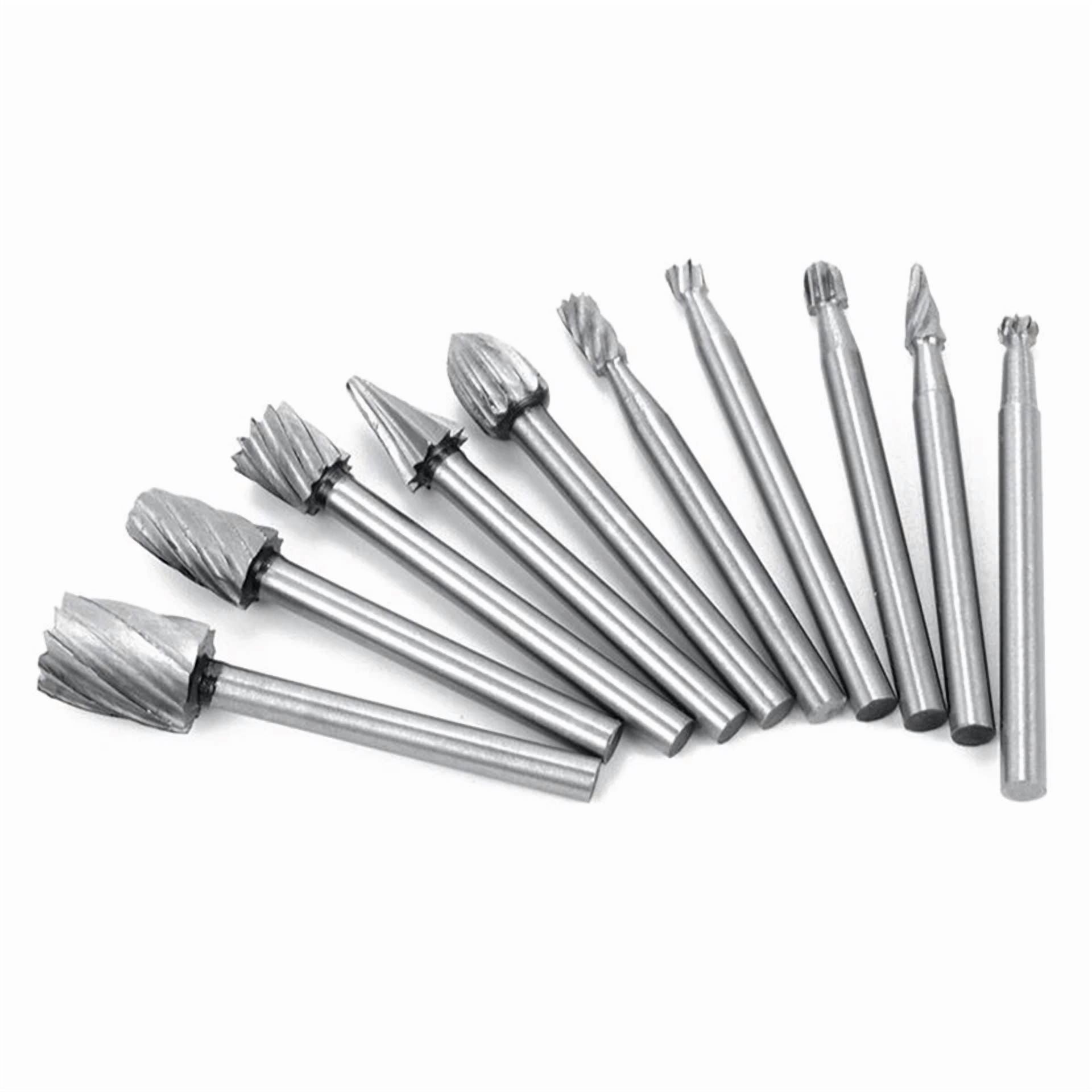 CIRCLE- 10Pcs Tungsten Carbide Rotary Burr Set Grinder Bit 1/8" Shank Dremel Rotary New