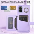 thumbnail image 3 of Phone Case for Samsung Galaxy S20 Plus S20+ 5G Wallet Cover with Screen Protector Ring Stand Credit Card Holder Slot Crossbody Strap Cell S20+5G S20plus 20S + S2O S 20 20+ G5 Women Girls Men Purple, 3 of 13