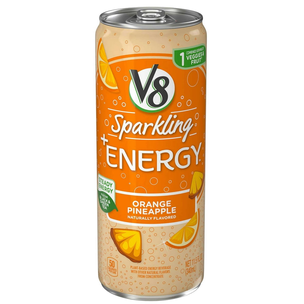 V8 Sparkling Orange Pineapple Energy Drink, 11.5 Fluid Ounce – 12 per