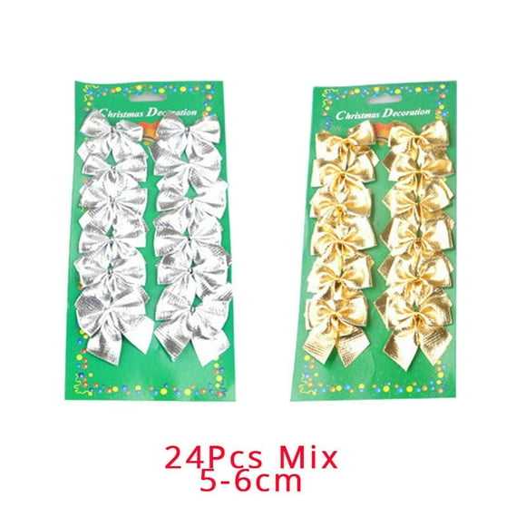 24 Pcs/lot nœud papillon arbre de noël décoration pendentif de noël arbre décoration boules mode nouvel an fournitures Or et argent