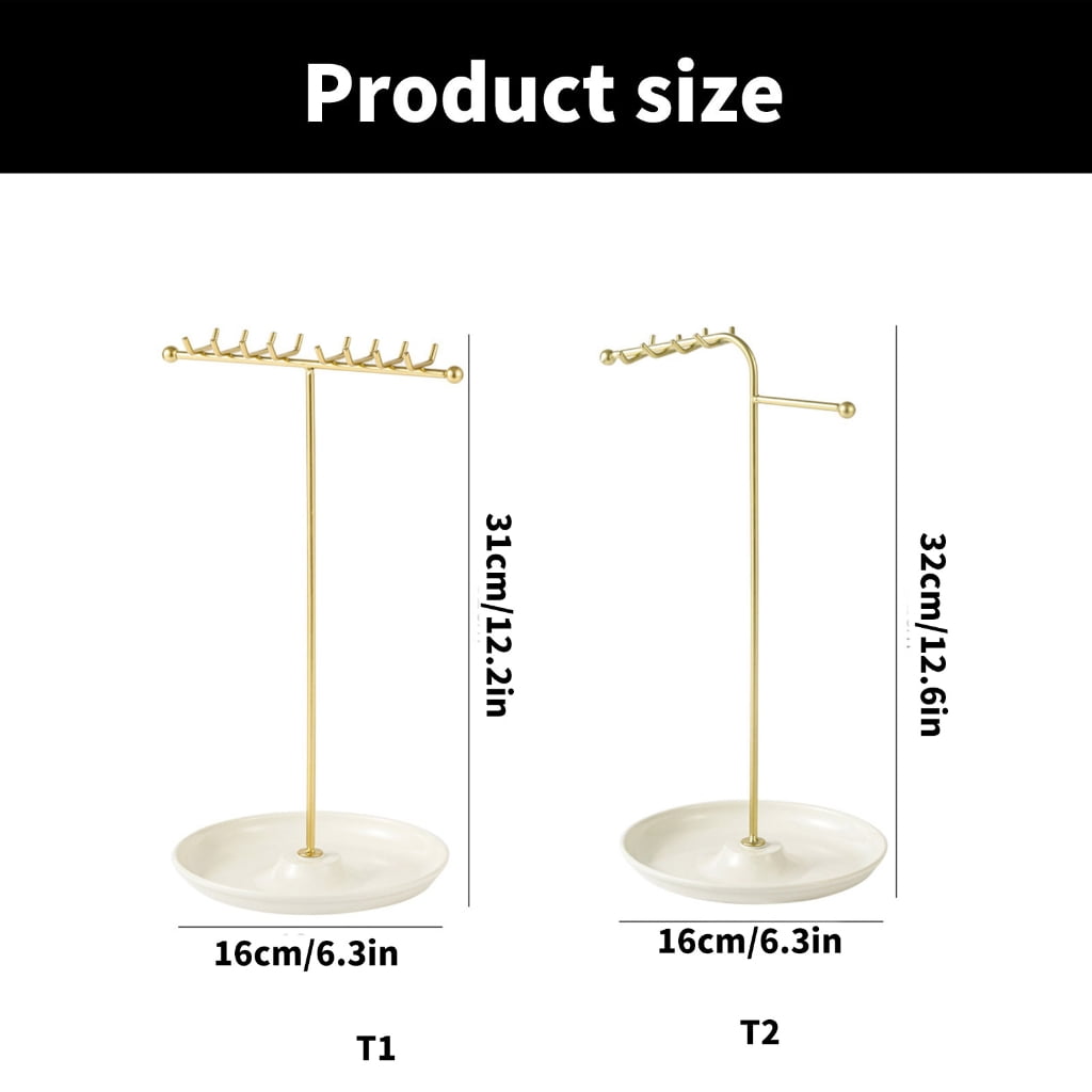 Geemin Multipurpose Metal Necklace and Bracelet Organizers Clear Jewelry Stand with Hanging Rack Home Accessory Decoration
