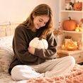 thumbnail image 7 of Cream PUMPKIN PLUSH Halloween Decorations, Soft Ribbed Stuffed Pumpkin Pillow with Brown Stem for Fall Home Decor, Thanksgiving Table Centerpiece, Shelf and Seasonal Gifts, 7 of 7