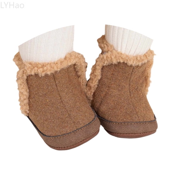 LYHao Winter Warm Lined Boots For Toddler Girls Non Sole Soft Comfortable First Walking Shoes Outdoor ,Girls Boots Sizes 4 Brown(0-6 Months)