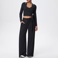 thumbnail image 2 of Women's Soft Fabric Activewear Set Mid Rise Tummy Smoothing with Elastic Waist Functional Side Pockets Perfect for Yoga Gym Workouts or Outdoor Running Versatile JASKFLY Black L, 2 of 6