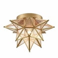 thumbnail image 3 of Dazhuan Brass Moravian Star Light Flush Mount celing Lights Seeded glass Shade Boho Moroccan ceiling Lamp for Kitchen Foyer, 3 of 3