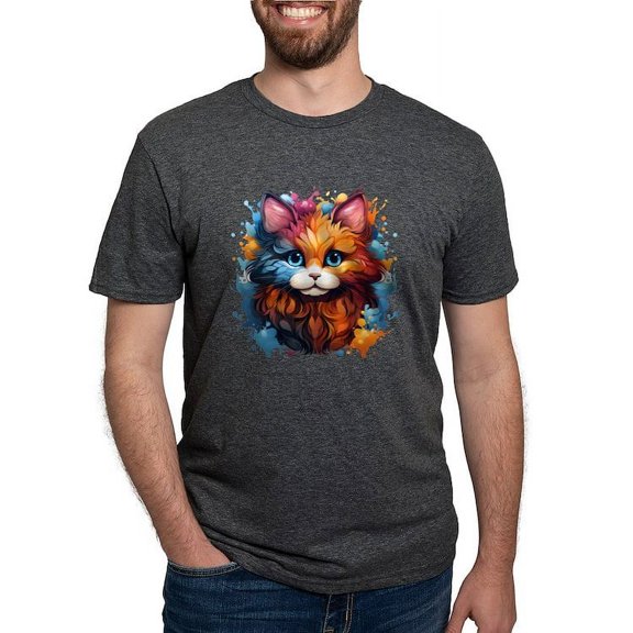 CafePress - Cute Cat Watercolor T Shirt - Mens Tri-blend T-Shirt