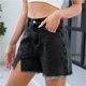 thumbnail image 3 of Pantalones cortos de mezclilla con abertura frontal for mujer, pantalones cortos casuales de verano con flecos y dobladillo crudo de talle alto, 3 of 7