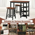 thumbnail image 6 of Gymax 3-Piece Counter Height Dining Table Set w/2 Saddle Stools&Storage Shelves Walnut, 6 of 10