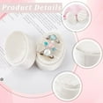 thumbnail image 6 of Premium Wedding Three Rings Holder Italian Velvet Display Box Oval Ring Box 3 Slots Vintage Handmade Storage Jewelry Organizer Ceremony Christmas (Beige) Floral White, 6 of 9
