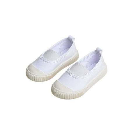 

Wazshop Girls Boys Casual Shoes Canvas Flats Slip On Sneakers Lightweight Floral Walking Shoe Kids Comfort Cute White 9C