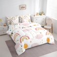 thumbnail image 3 of Homewish Bohemain Rainbow 7-Piece Twin Bedding Sets,Cute Coulds Sun Pattern Bedding Comforter Set,Pink White Orange Sheet Sets For Girls Kids,Super Cozy Room Decor Reversible, 3 of 8