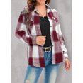 thumbnail image 7 of Mengpipi Women's Vintage Checkered Shacket - Long Sleeve Button Front Lapel Collar, Thick Warm Plaid Coat S-2XL, 7 of 7