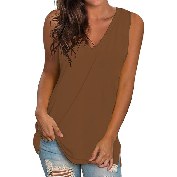 Tank Tops for Women European American V Neck Loose Sleeveless Summer Tops