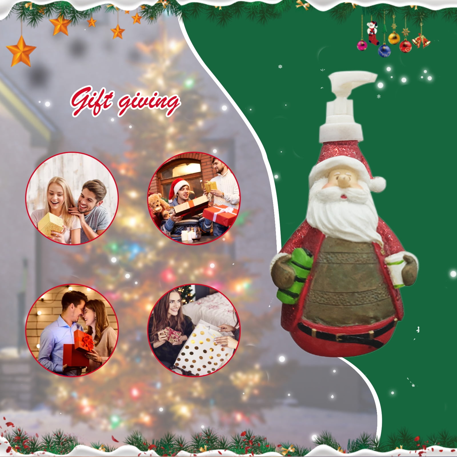 LILSHIM Hand Soap Container Resin Hand Sanitizer Bottle Santa Claus