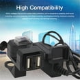 thumbnail image 2 of Labymos Dual USB Motorcycle Phone Charger with Waterproof Switch, 9-24V Input, 2.1A+1A Output, ABS Material, Handlebar & Rearview Mirror Mount, 1.5m Cable, Black CD-3021, 2 of 6